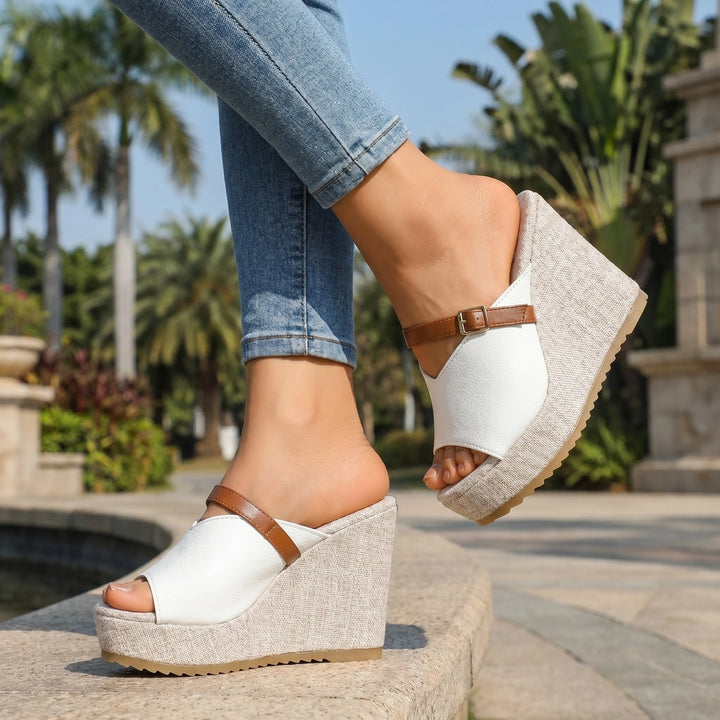 White Sienna Miller Platform Sandals 1