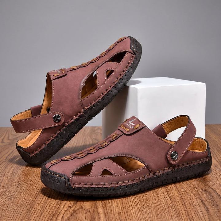 Red Salkin Leather Clog Sandals 2