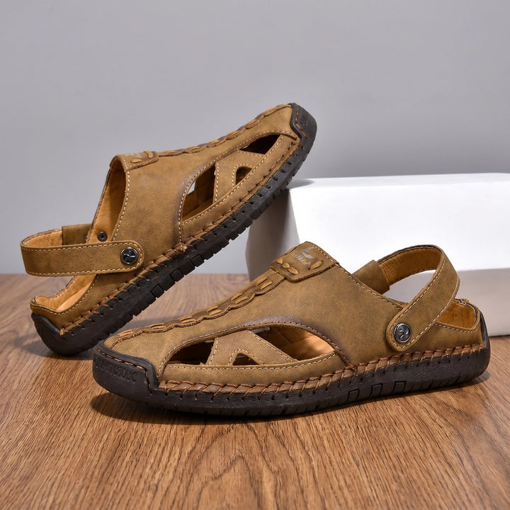 Brown Salkin Leather Clog Sandals 1