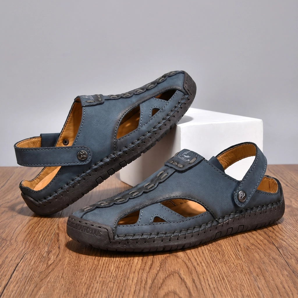 Blue Salkin Leather Clog Sandals 2