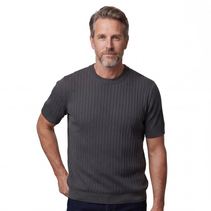 Gray Julian Reed Striped Knit Top 2