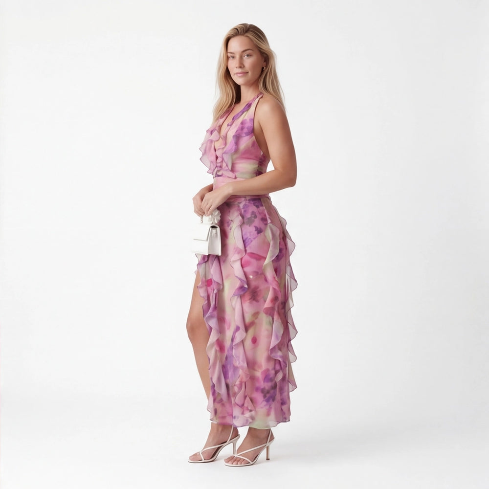 Pink Chloe Floral Halter Dress 2