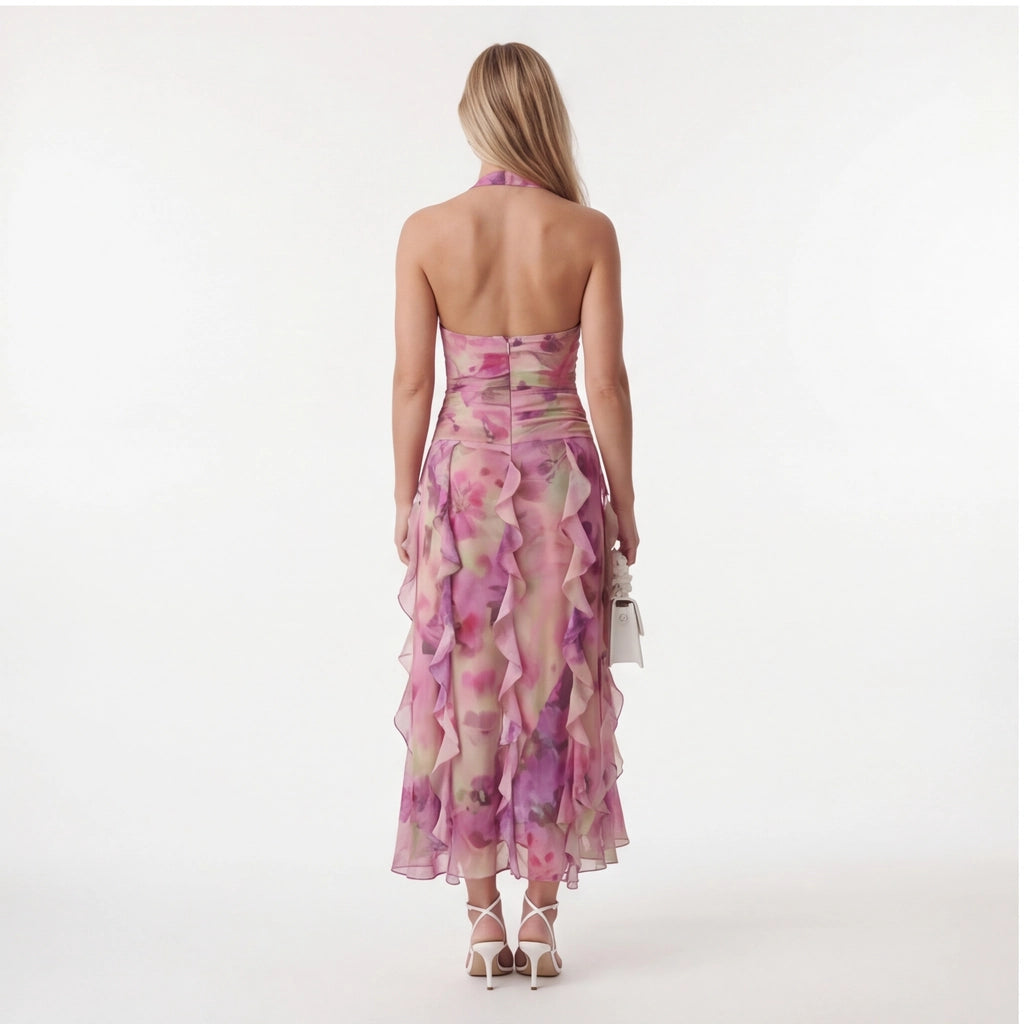 Pink Chloe Floral Halter Dress 4