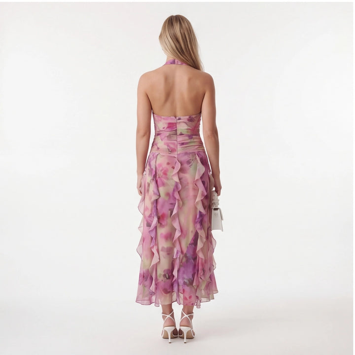Pink Chloe Floral Halter Dress 4
