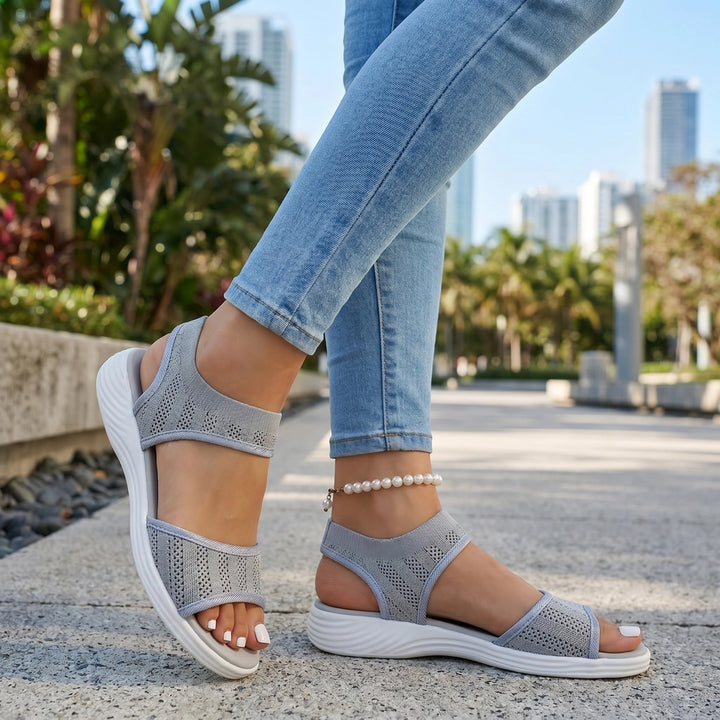 Gray Aria Bloom Platform Sandals 1
