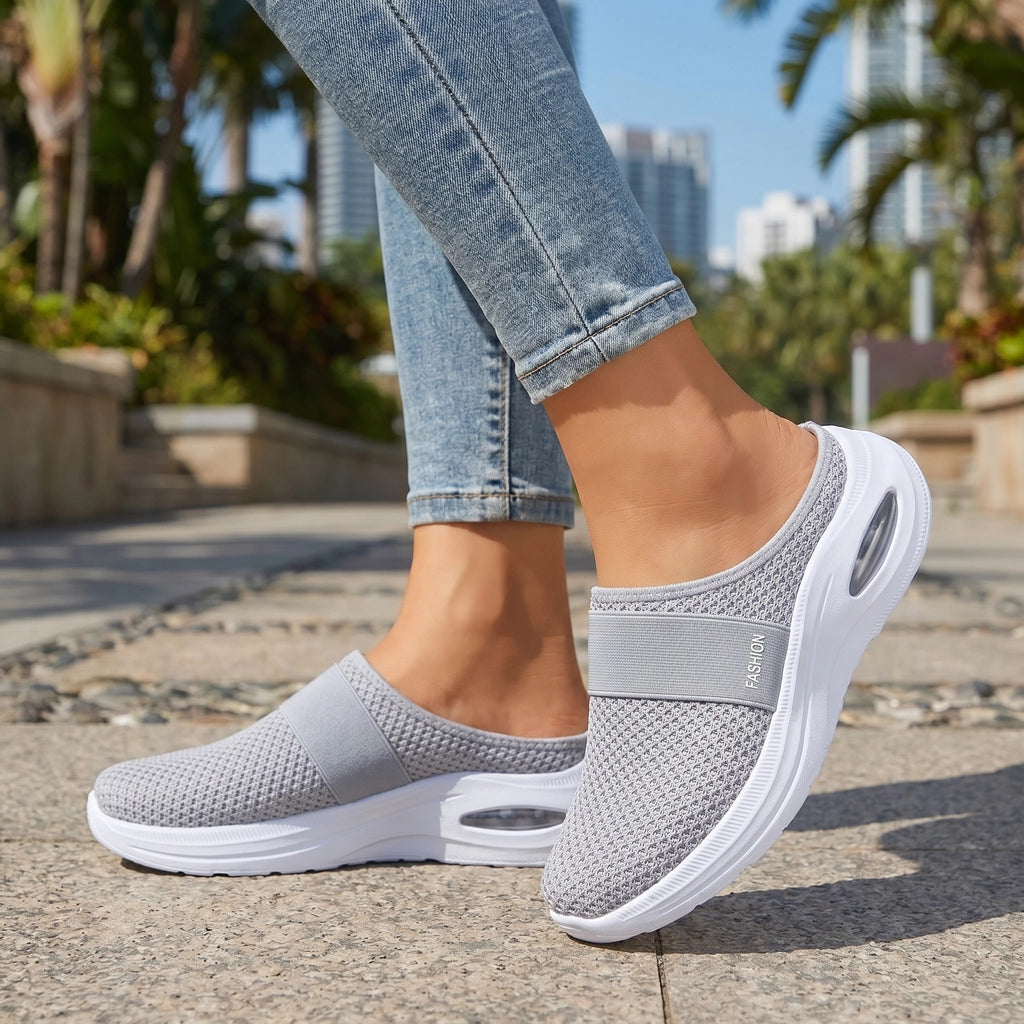Light Gray Aria Quinn Mesh Mules 1
