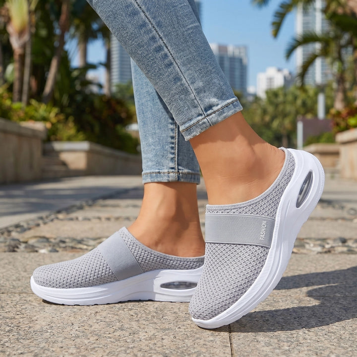 Light Gray Aria Quinn Mesh Mules 1