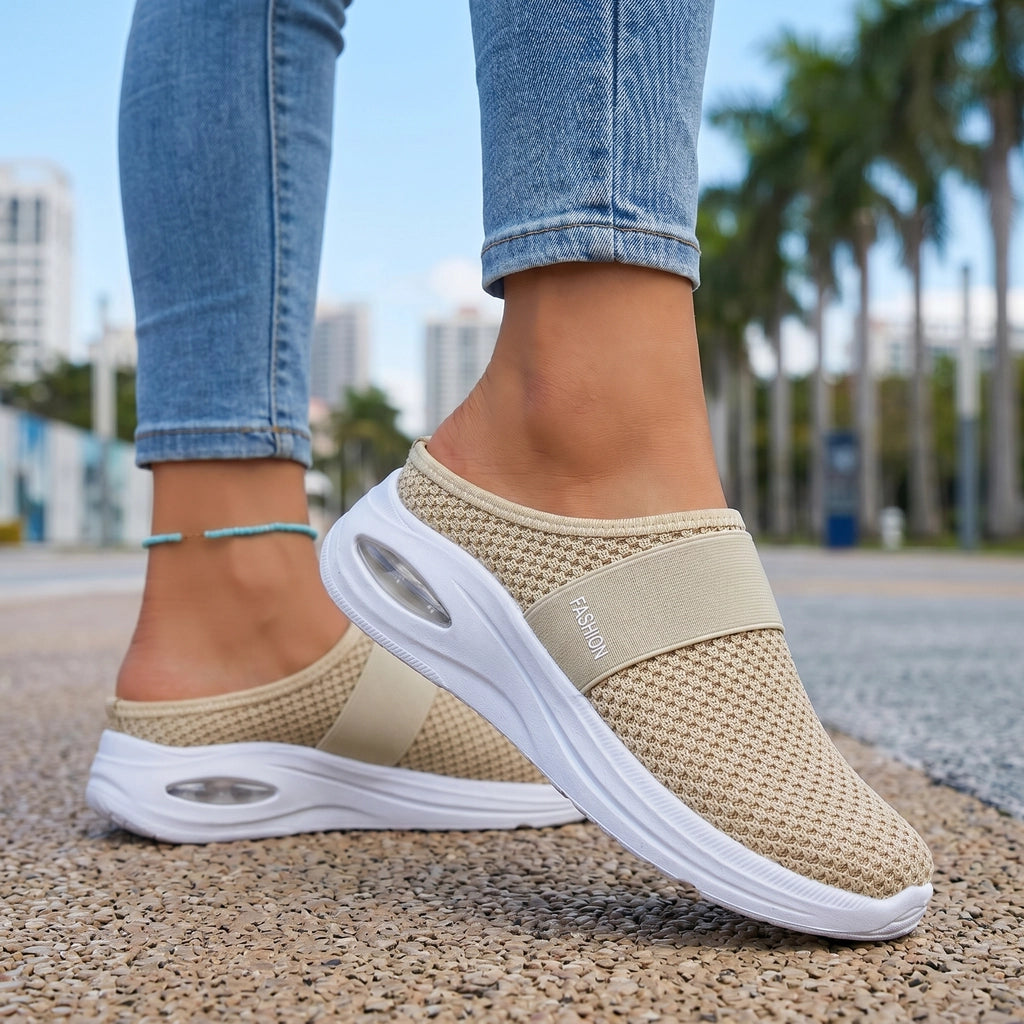 Beige Aria Quinn Mesh Mules 1