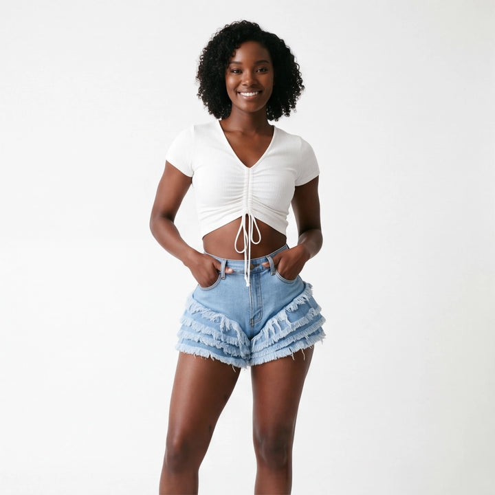 9084 Light Blue Alina Denim Shorts 1