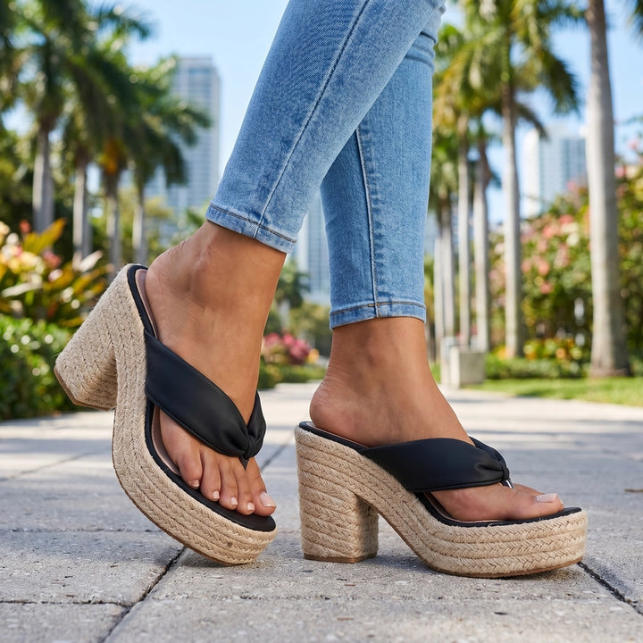 Black Sienna Rope Platform Sandals 2