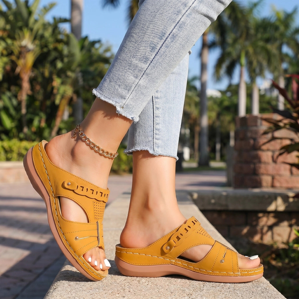 Yellow Sloane Platform Wedge Sandals 1