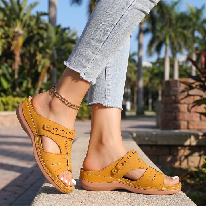 Yellow Sloane Platform Wedge Sandals 1
