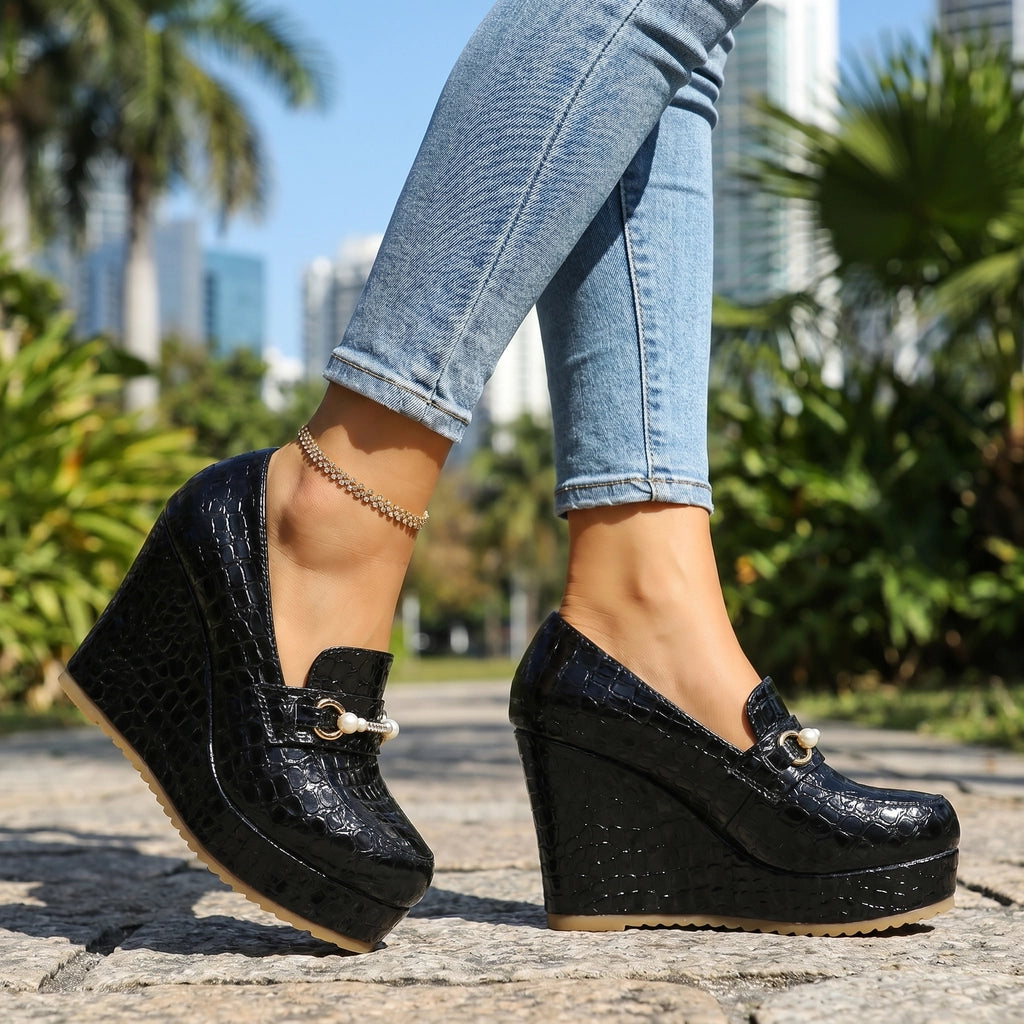 Black Elara Vance Wedge Loafers 1