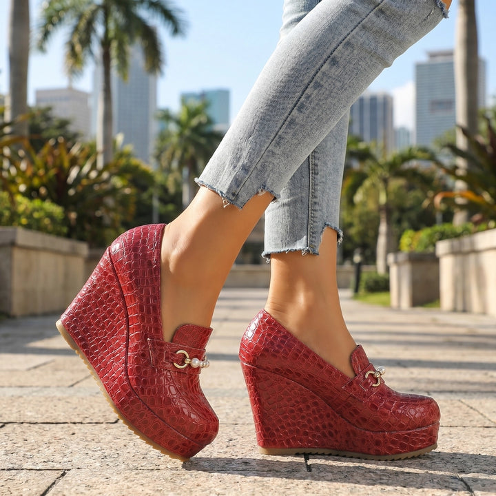 Red Elara Vance Wedge Loafers 1
