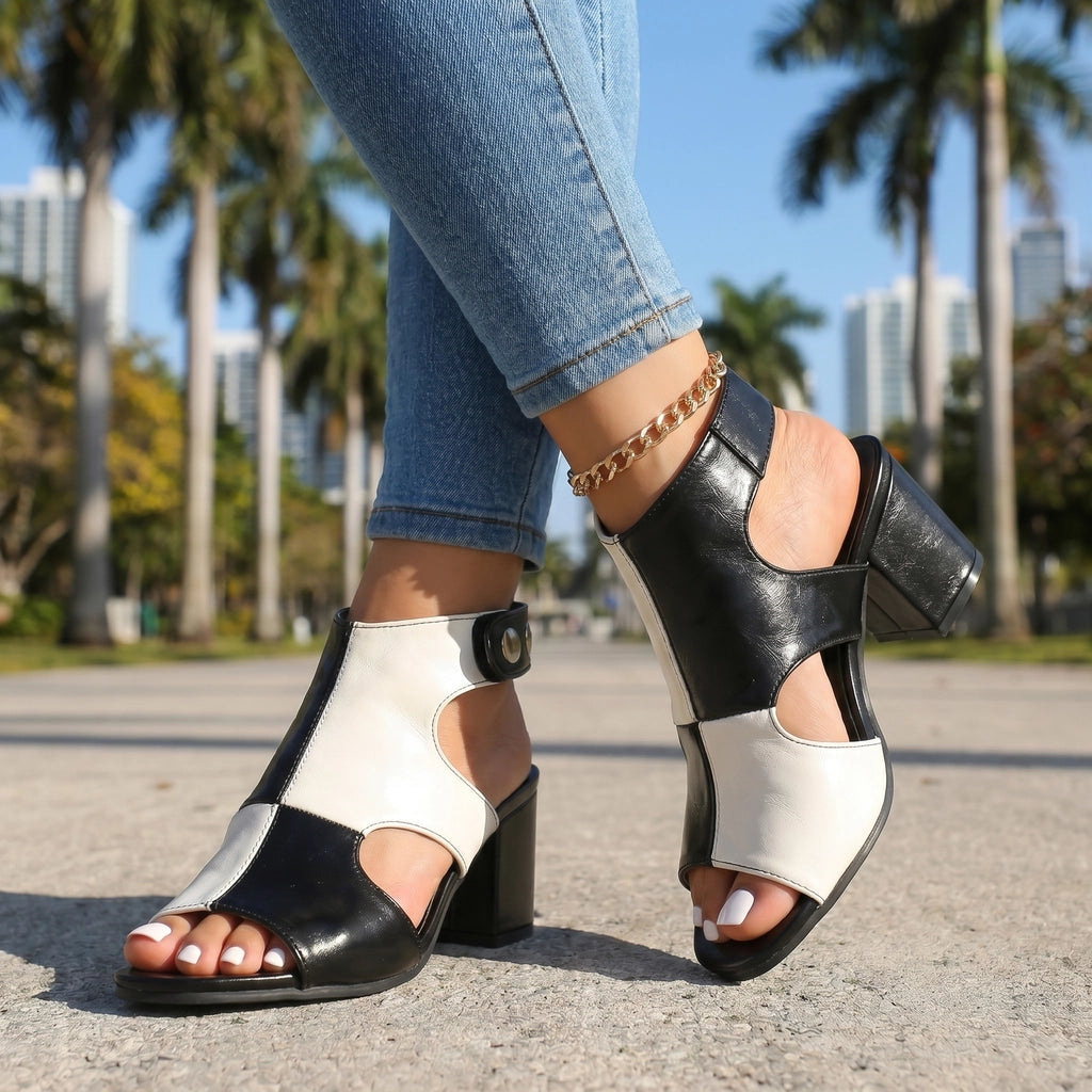 Black Katy Block Heel Sandals 4