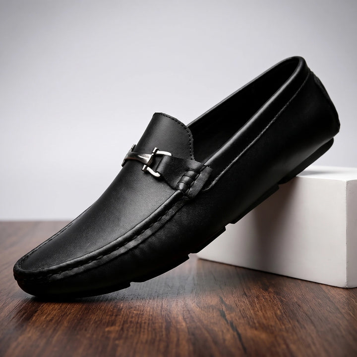 Black Julian Leather Driving Loafers 2