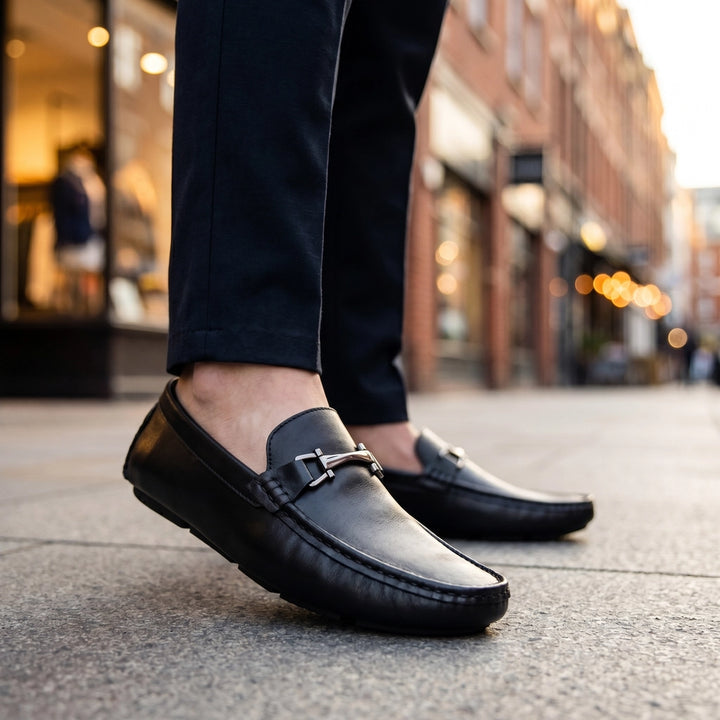 Black Julian Leather Driving Loafers 3