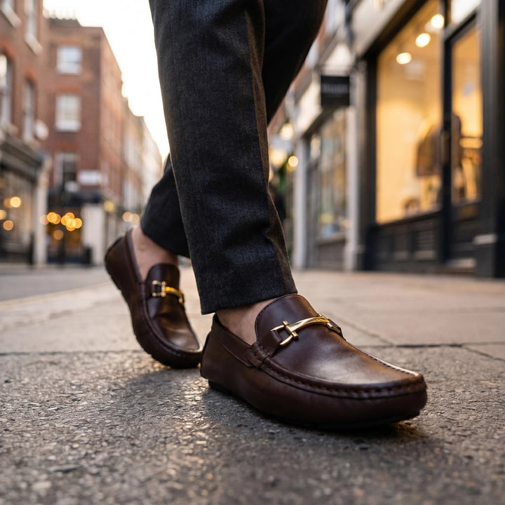 Dark Brown Julian Leather Driving Loafers 1