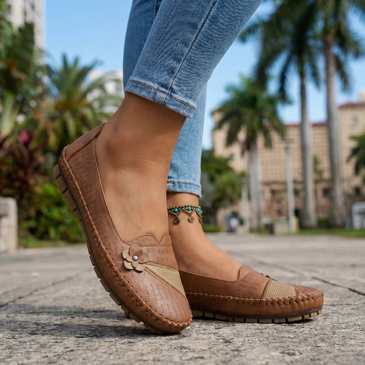 Camel Elara Vance Floral Loafers 1