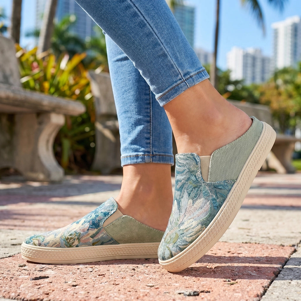 Blue Finley Knit Mules 1