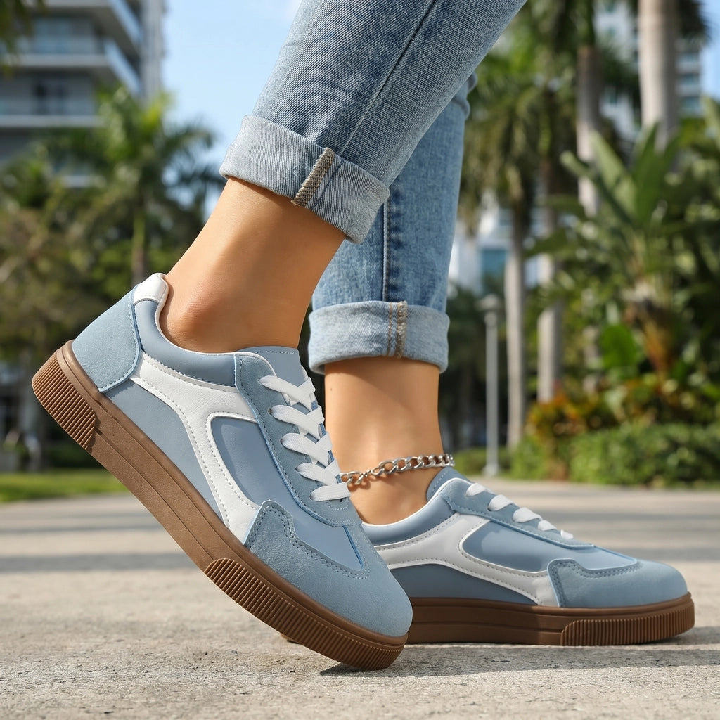 Light Blue Riley Contrast Panel Trainers 1