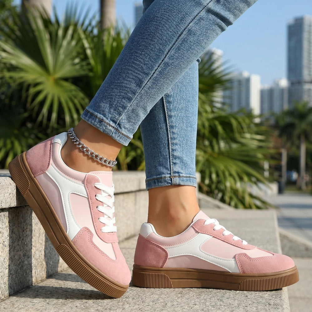 Pink Riley Contrast Panel Trainers 1