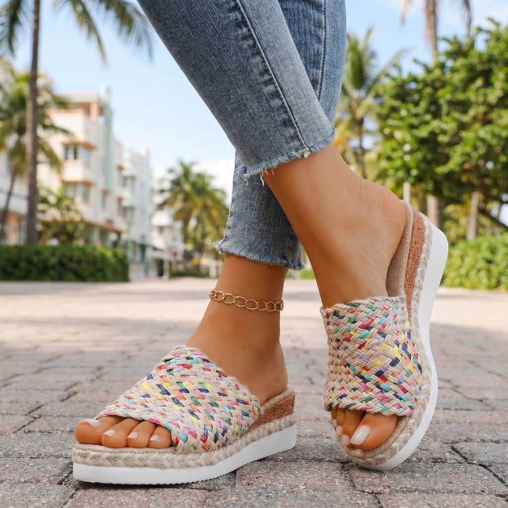 Multicolor Sloane Leather Rope Slides 1