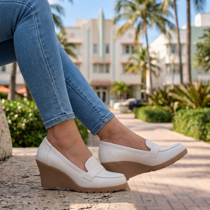 White Eliza Moore Wedge Pumps 2