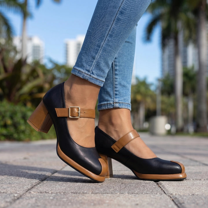Black Elara Vance Block Heels 1