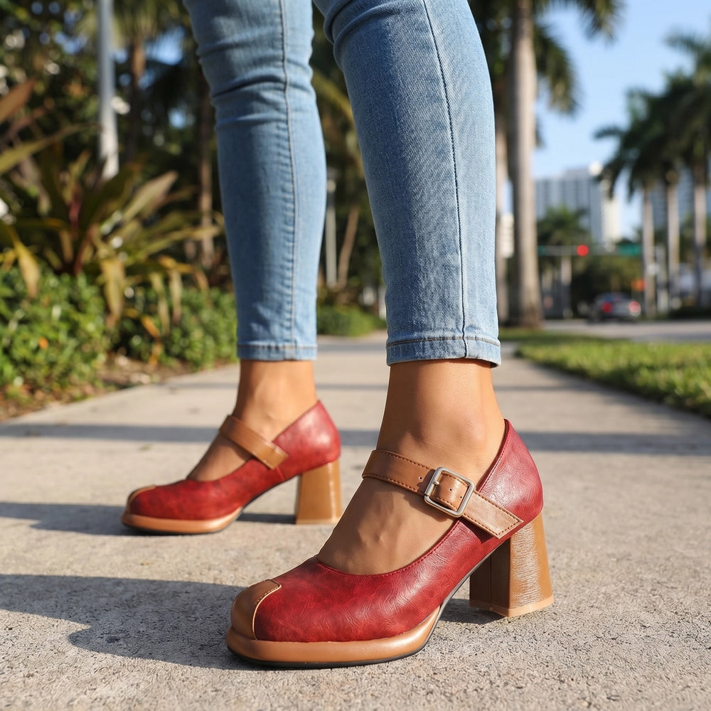 Red Elara Vance Block Heels 1