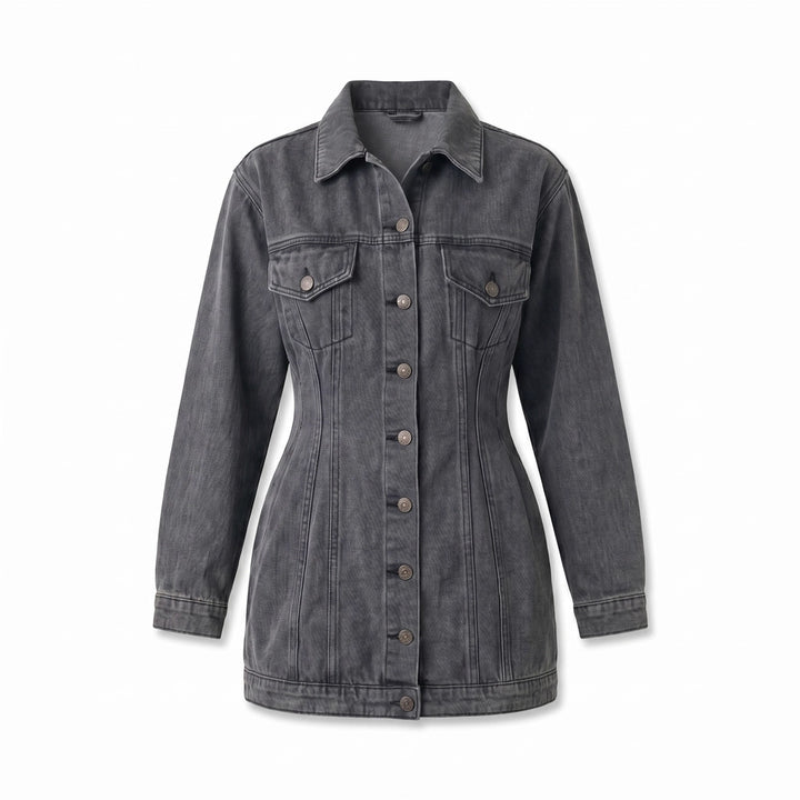 Black Camille Denim Shirt Dress 3