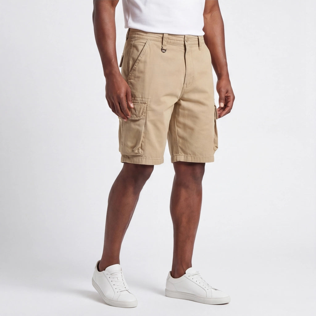 Khaki Hudson Cotton Cargo Shorts 4