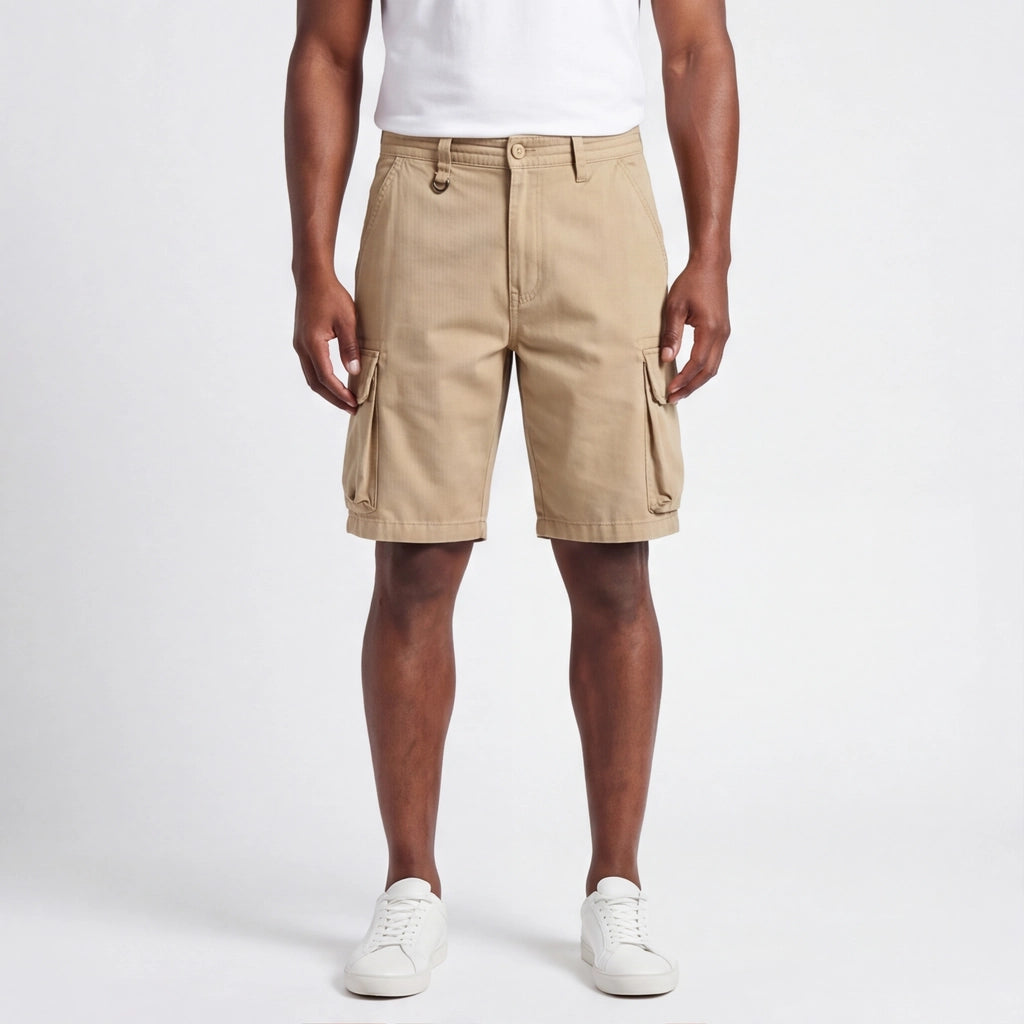 Khaki Hudson Cotton Cargo Shorts 2