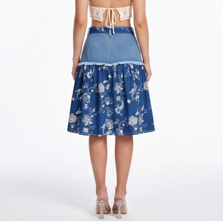 Elena Cotton Denim Skirt
