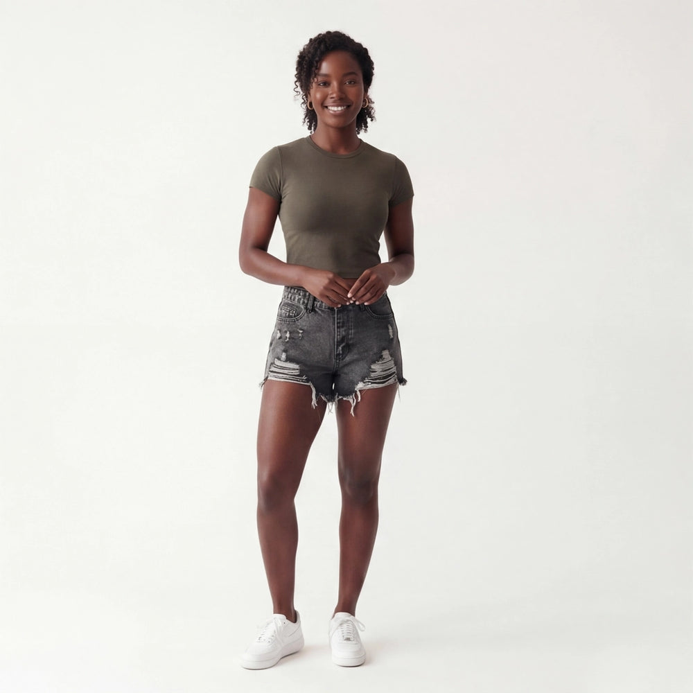 Black Emma  Denim Shorts 6