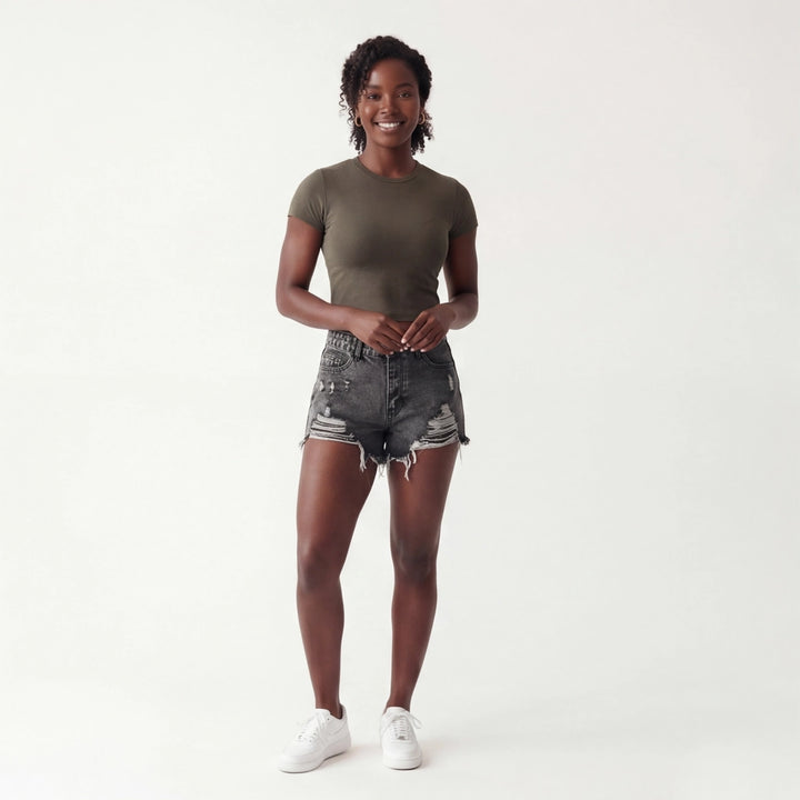 Black Emma  Denim Shorts 6