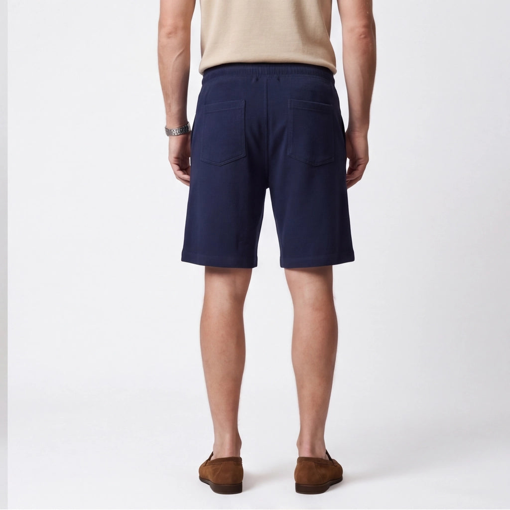 Navy Benson Cotton Fleece Shorts 4