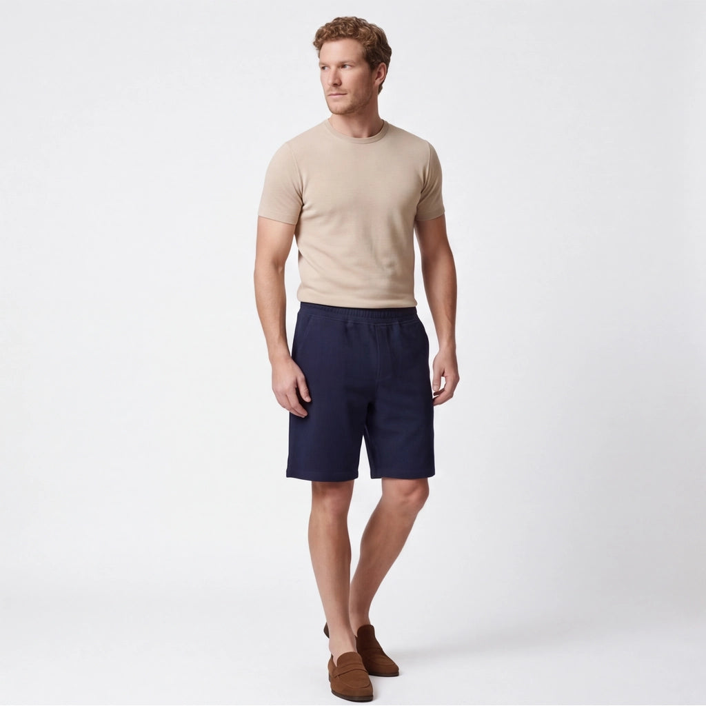 Navy Benson Cotton Fleece Shorts 5