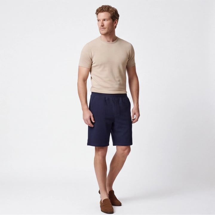 Navy Benson Cotton Fleece Shorts 5