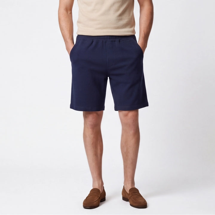 Navy Benson Cotton Fleece Shorts 2