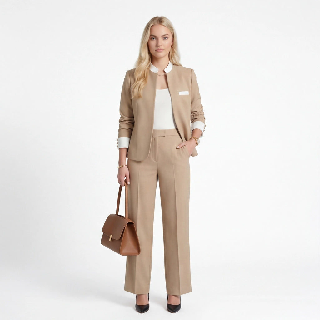 Khaki Burnett Two-Piece Blazer Set 2