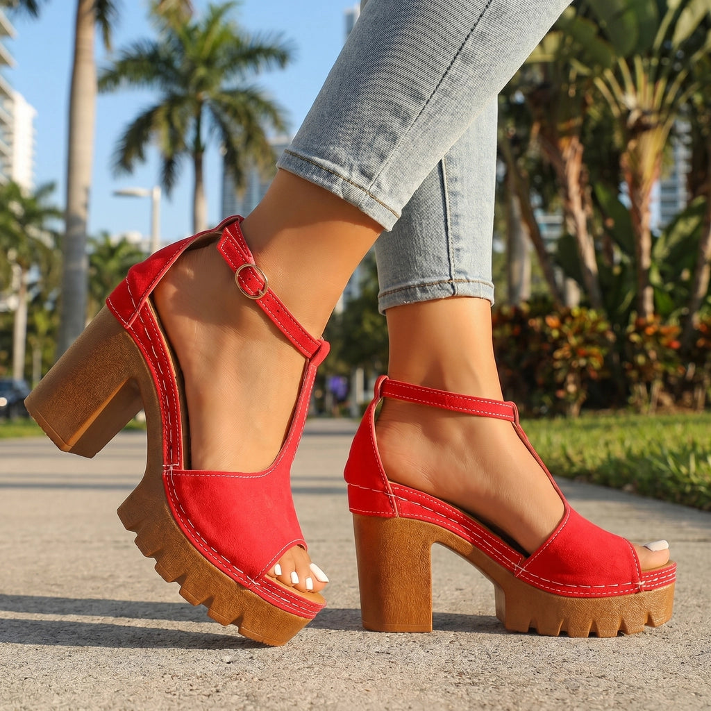 Red Gannon Platform Peep-Toe Sandals 1