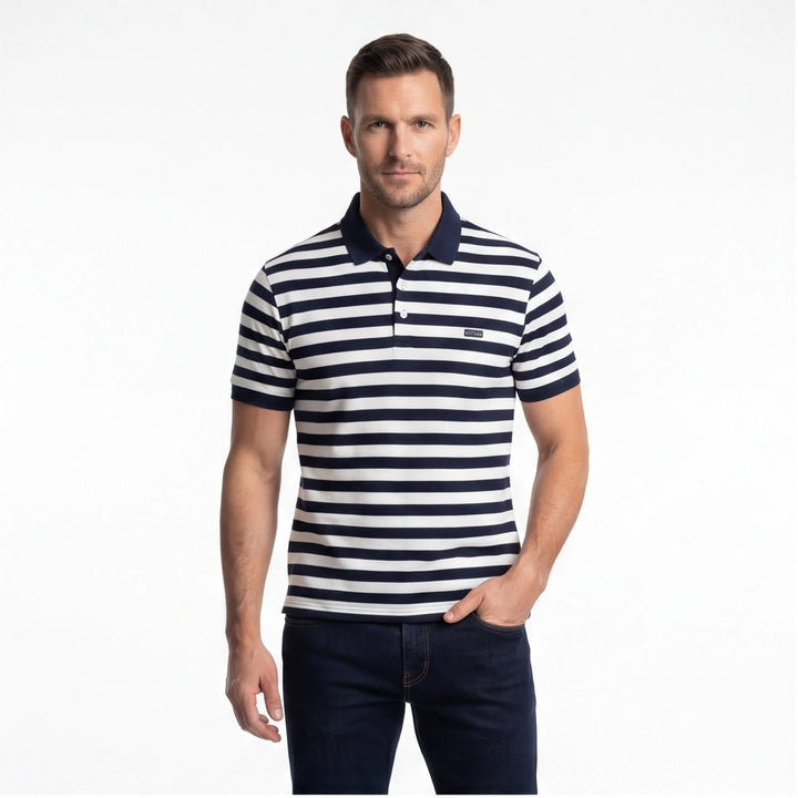 Royal Blue Veronica Striped Polo Shirt 4