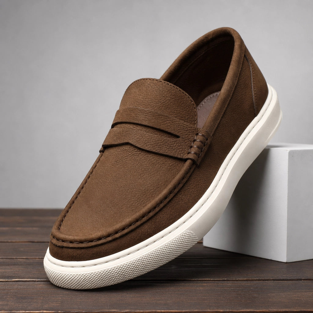 Gray Everly Suede Leather Loafers 1