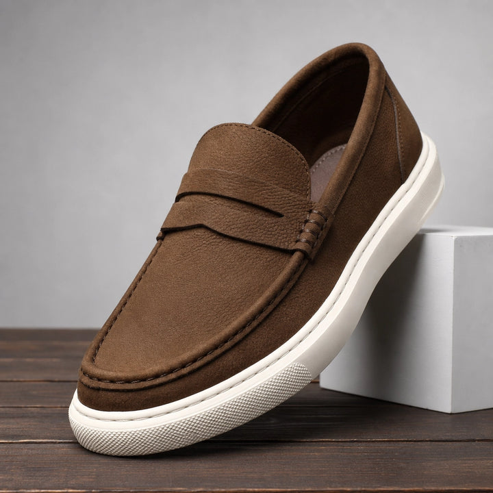 Gray Everly Suede Leather Loafers 1