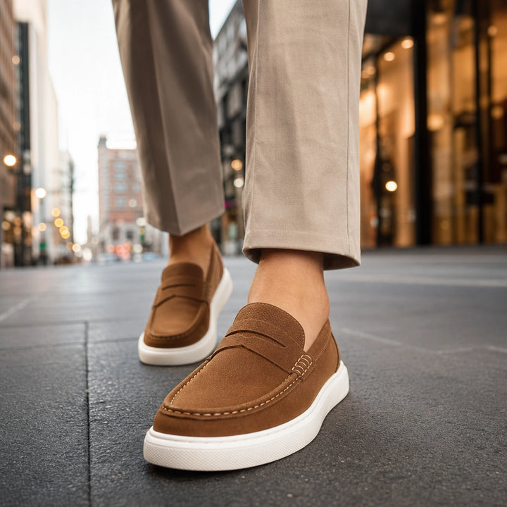 Khaki Everly Suede Leather Loafers 1