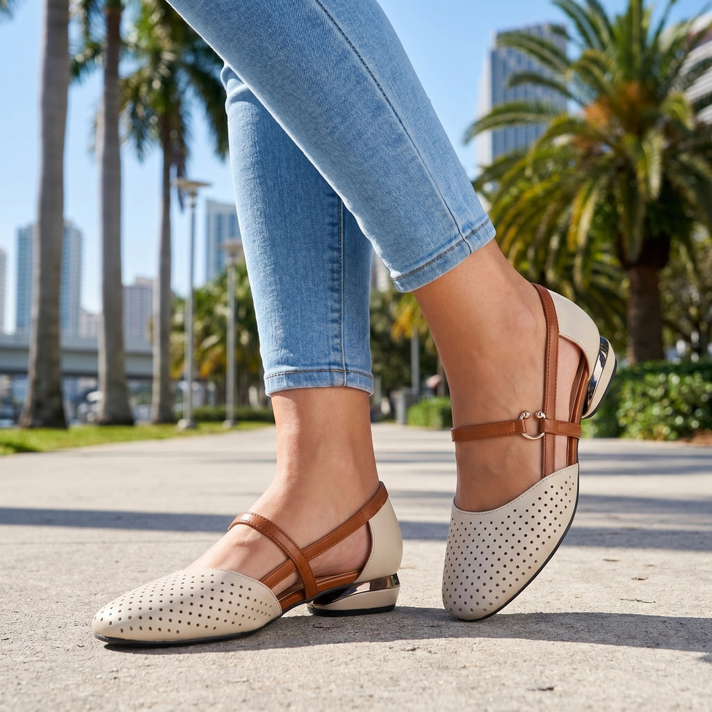 White Declan Cut-Out Block Sandals 1
