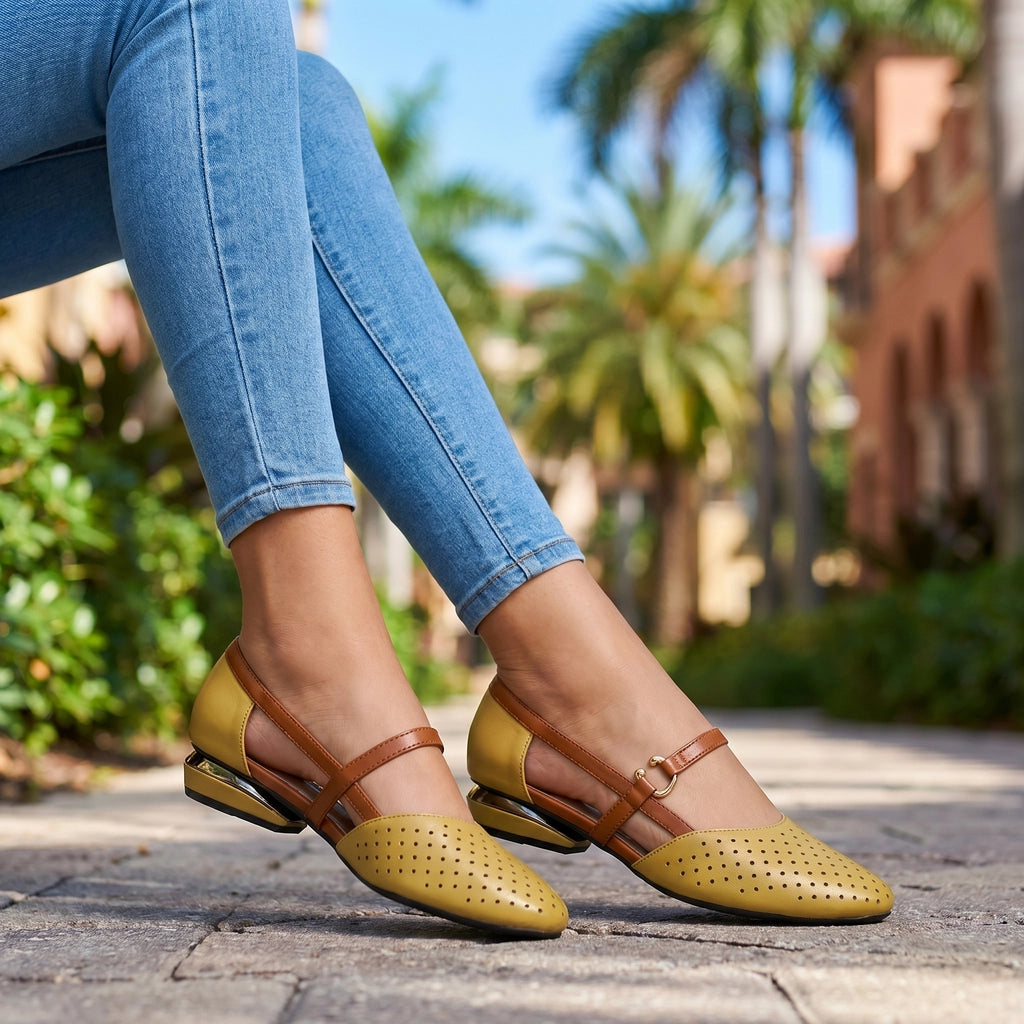 Yellow Declan Cut-Out Block Sandals 1