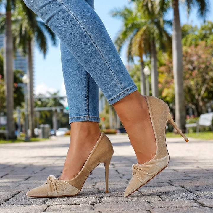 Apricot Wren Bow Pointed Stilettos 1