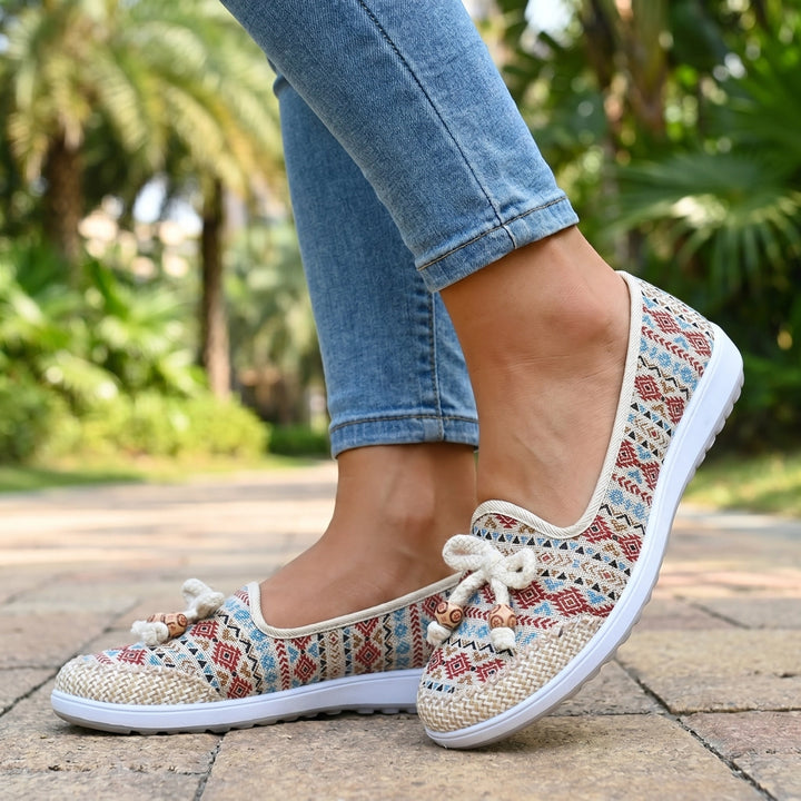 Red Parsons Embroidered Linen Flats 1